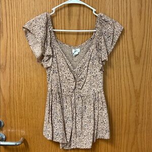 Floral Ruffle Sleeve Blouse